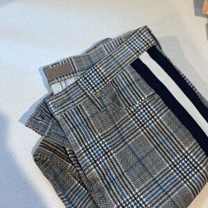 MOTHER The Insider Blue Plaid Side Stripe Ankle Jean